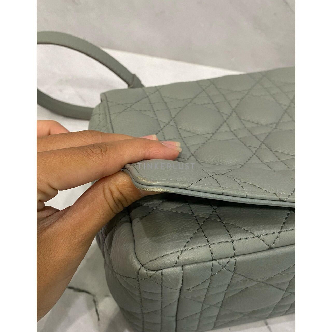 tas sling-bag Christian Dior Caro Large Grey GHW Shoulder